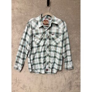 Red Dirt Rafter C Plaid‎ Western Long Sleeve Pearl Snap Shirt Men's L